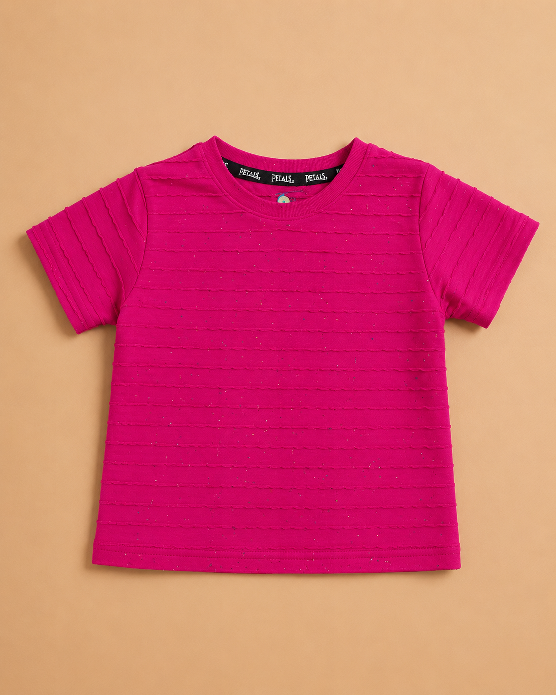 Fuchsia Sparkle Girls Textured T-Shirt-1