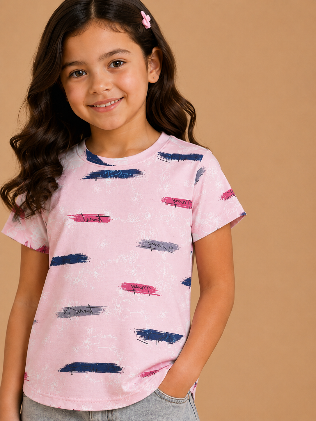 Blush Bloom Girls Printed T-Shirt