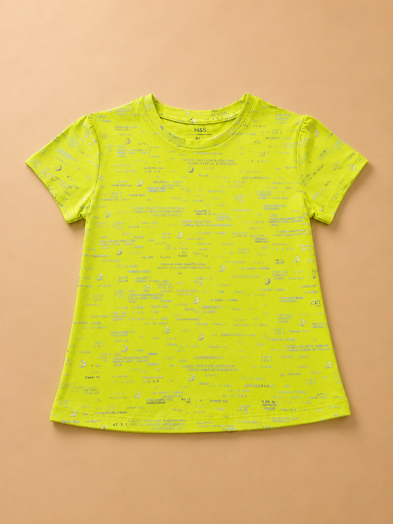 Lime Glow Girls Printed T-Shirt-1
