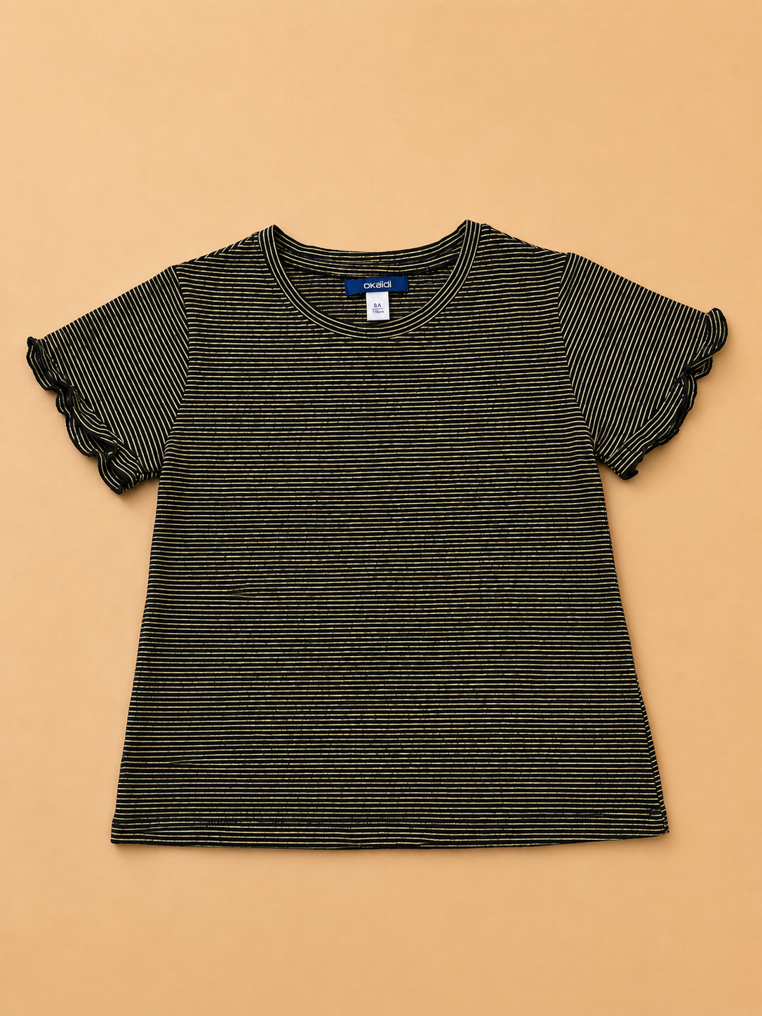 Midnight Stripe Girls Ruffle Sleeve T-Shir