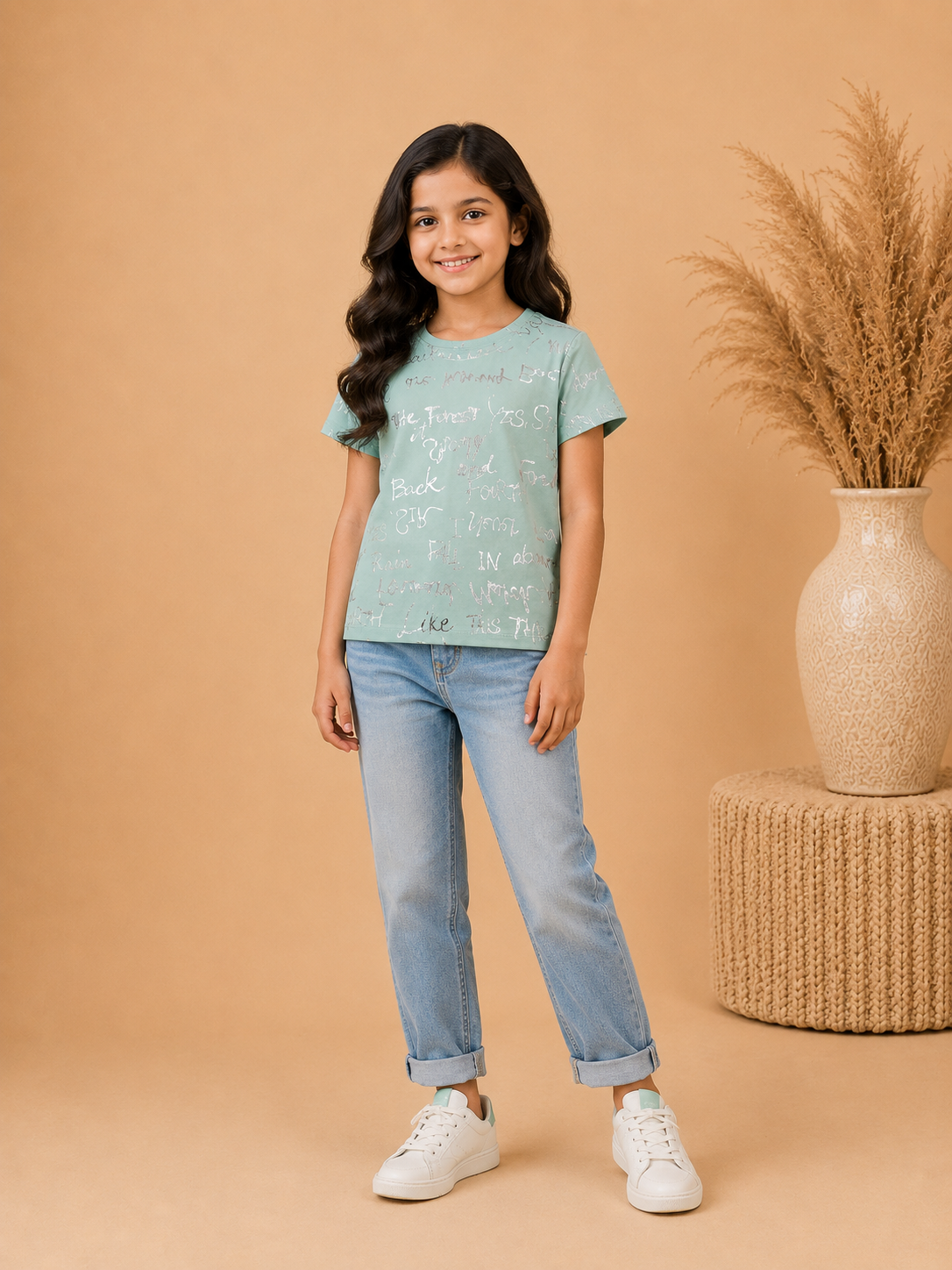 Mint Script Girls Graphic T-Shirt-2