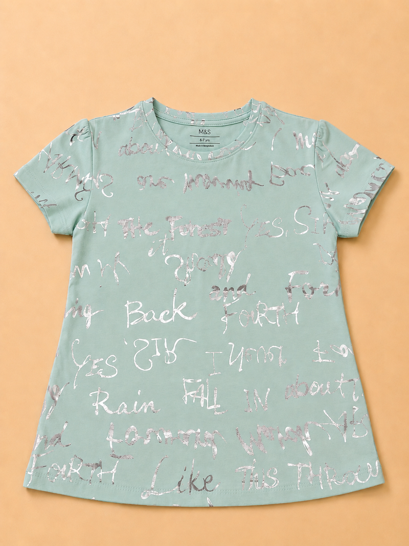 Mint Script Girls Graphic T-Shirt-1