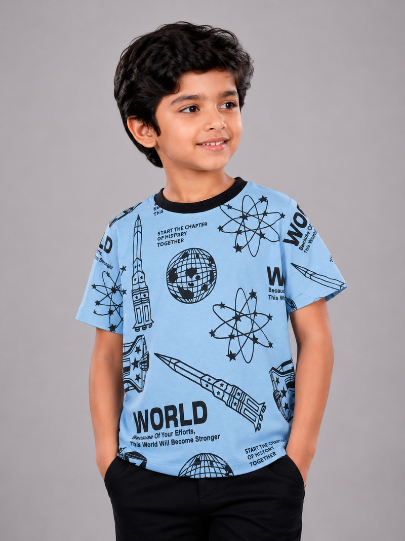 World Explorer Space Print Kids T-Shirt-3