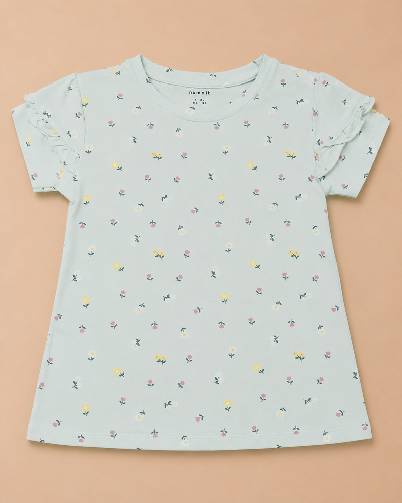 Pastel Bloom Girls Printed T-Shirt-1
