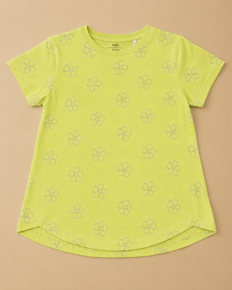 Lime Blossom Girls Printed T-Shirt-1