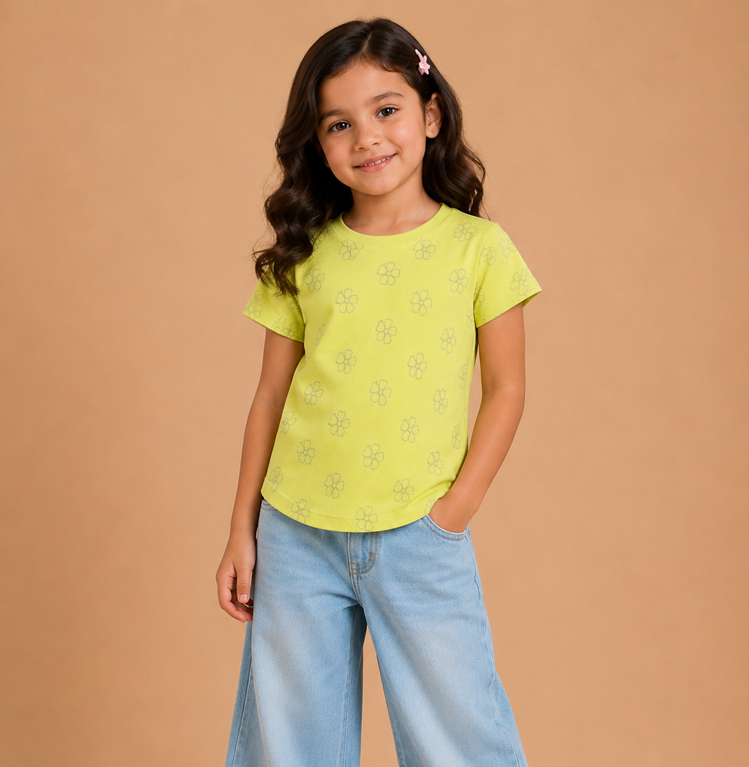 Lime Blossom Girls Printed T-Shirt