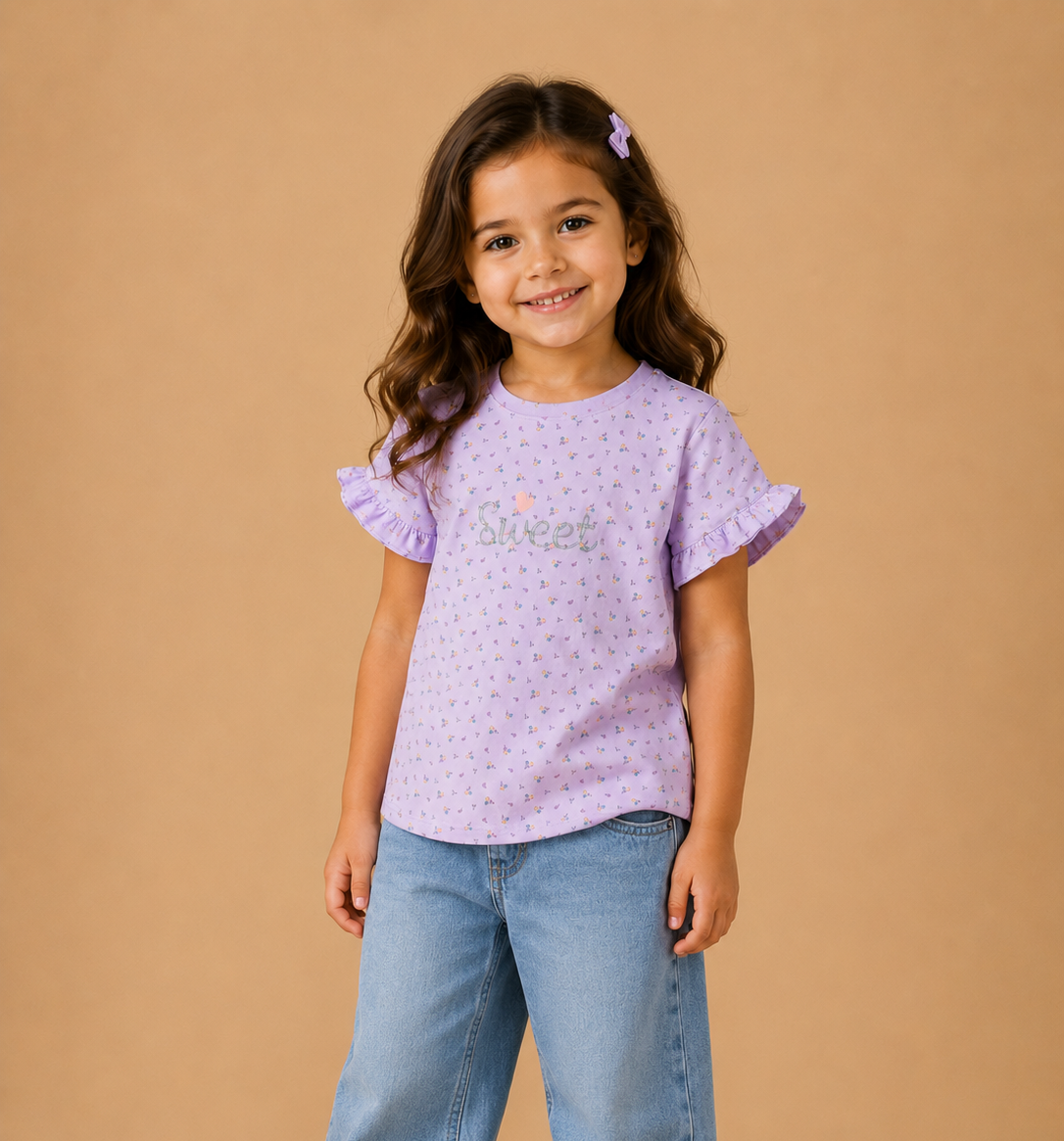 Sweet Blossom Girls Printed T-Shirt-2