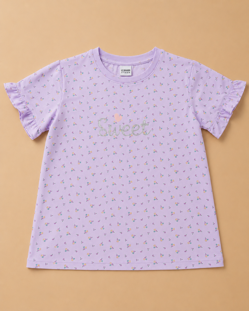 Sweet Blossom Girls Printed T-Shirt-1