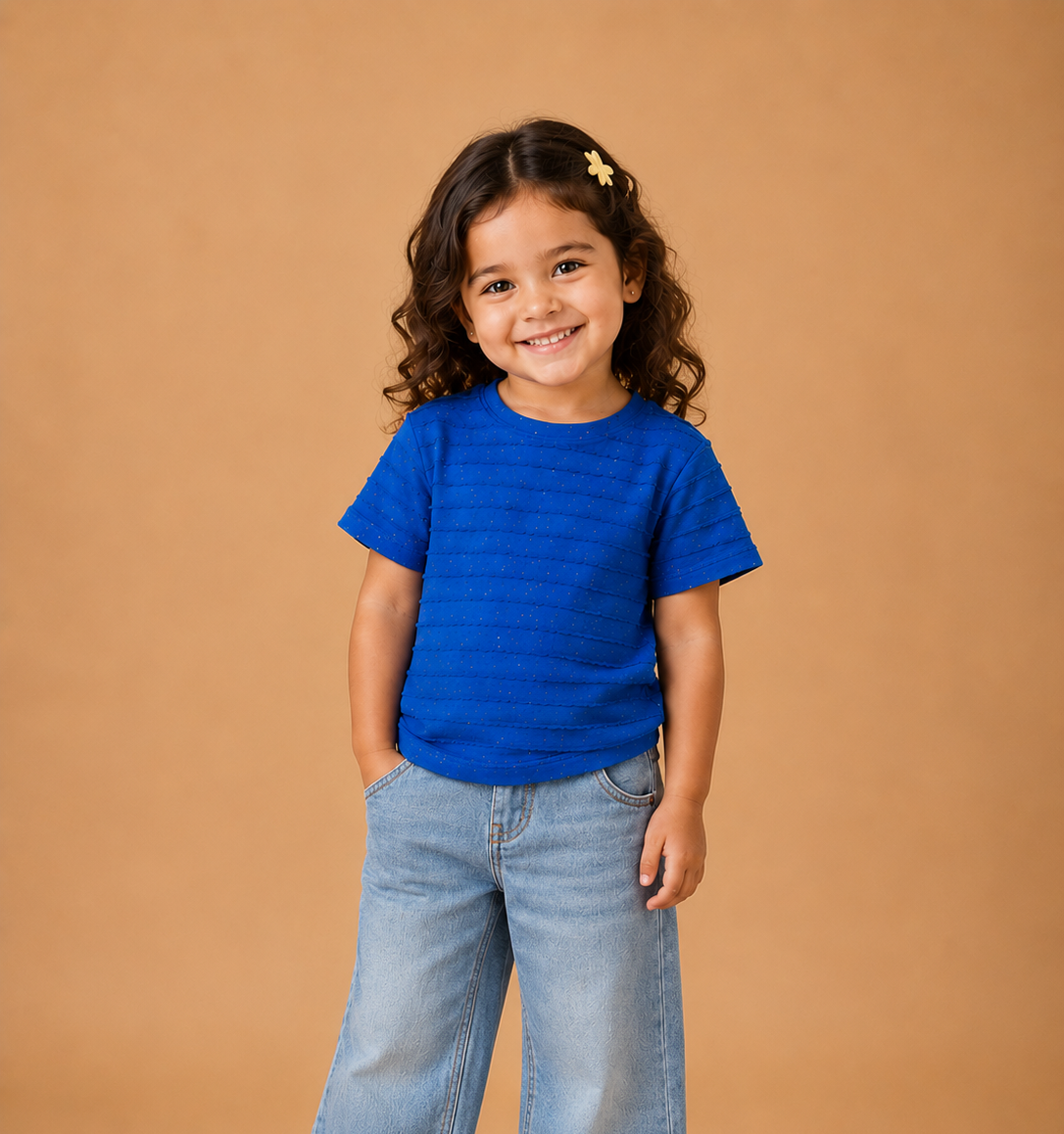 Royal Blue Textured  T-Shirt