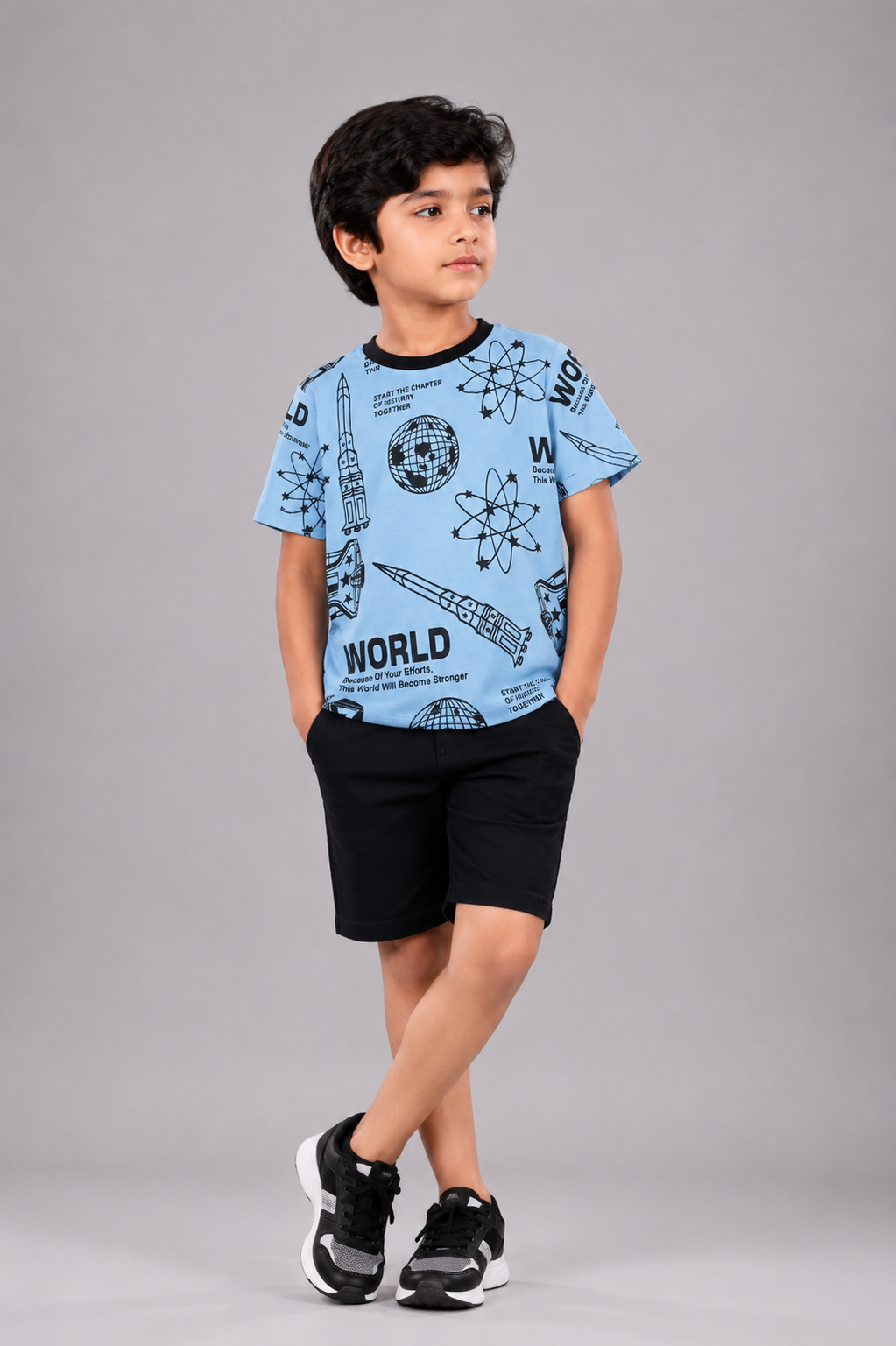 World Explorer Space Print Kids T-Shirt