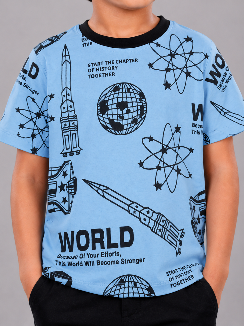 World Explorer Space Print Kids T-Shirt-2