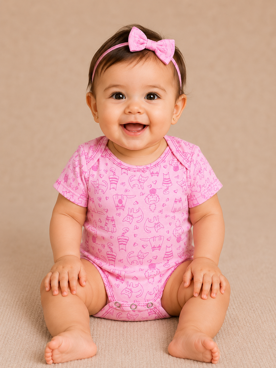 Pink Kitty Dreams Baby Bodysuit-2