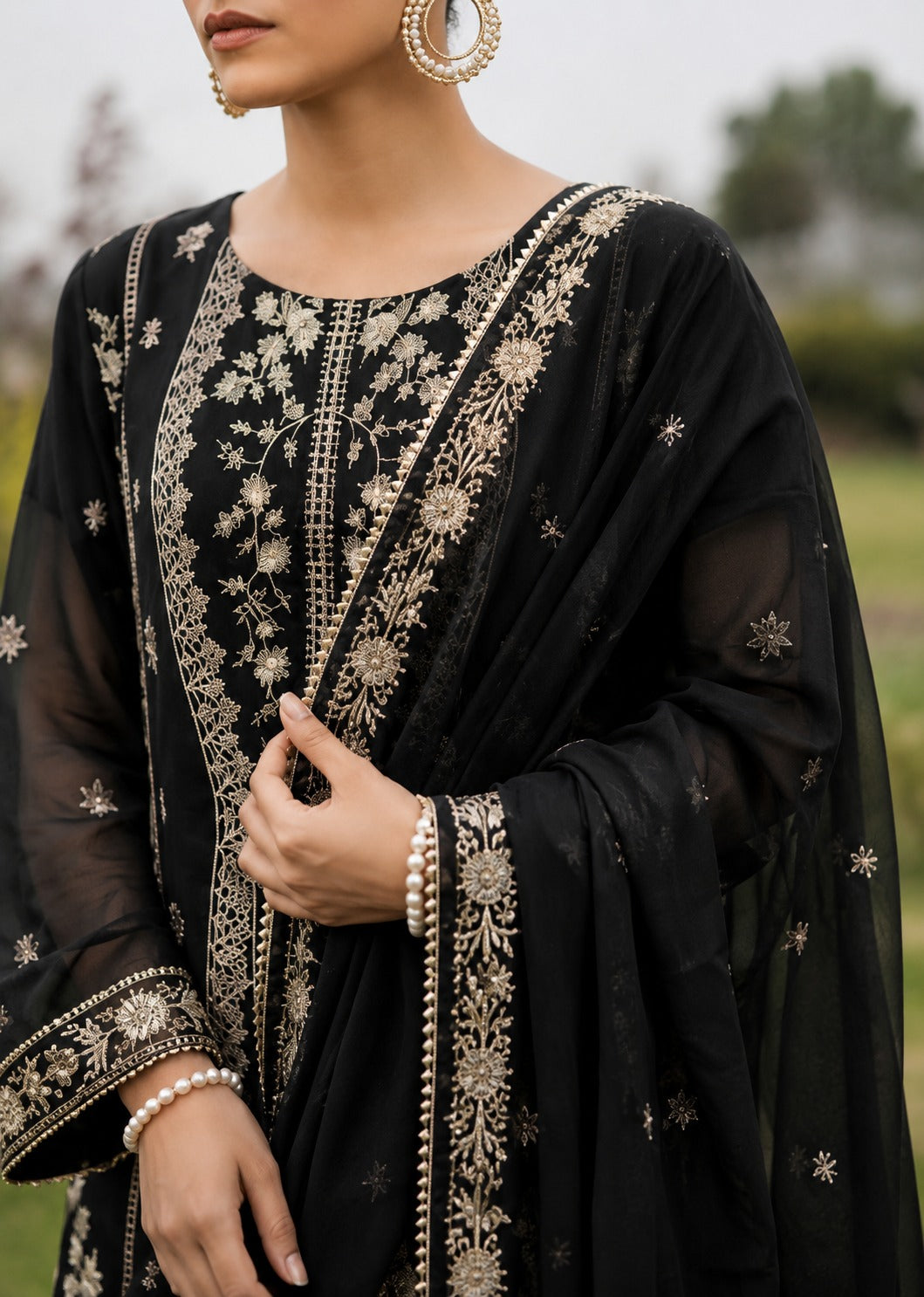 Noir Elegance – Unstitched 3 Piece-4
